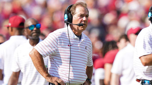 Alabama Crimson Tide head coach Nick Saban at Bryant-Denny Stadium.